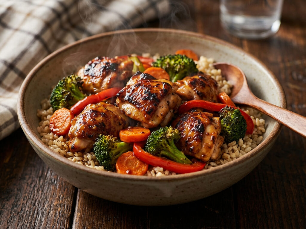 Smoky Garlic Chicken & Veggie with Brown Rice
